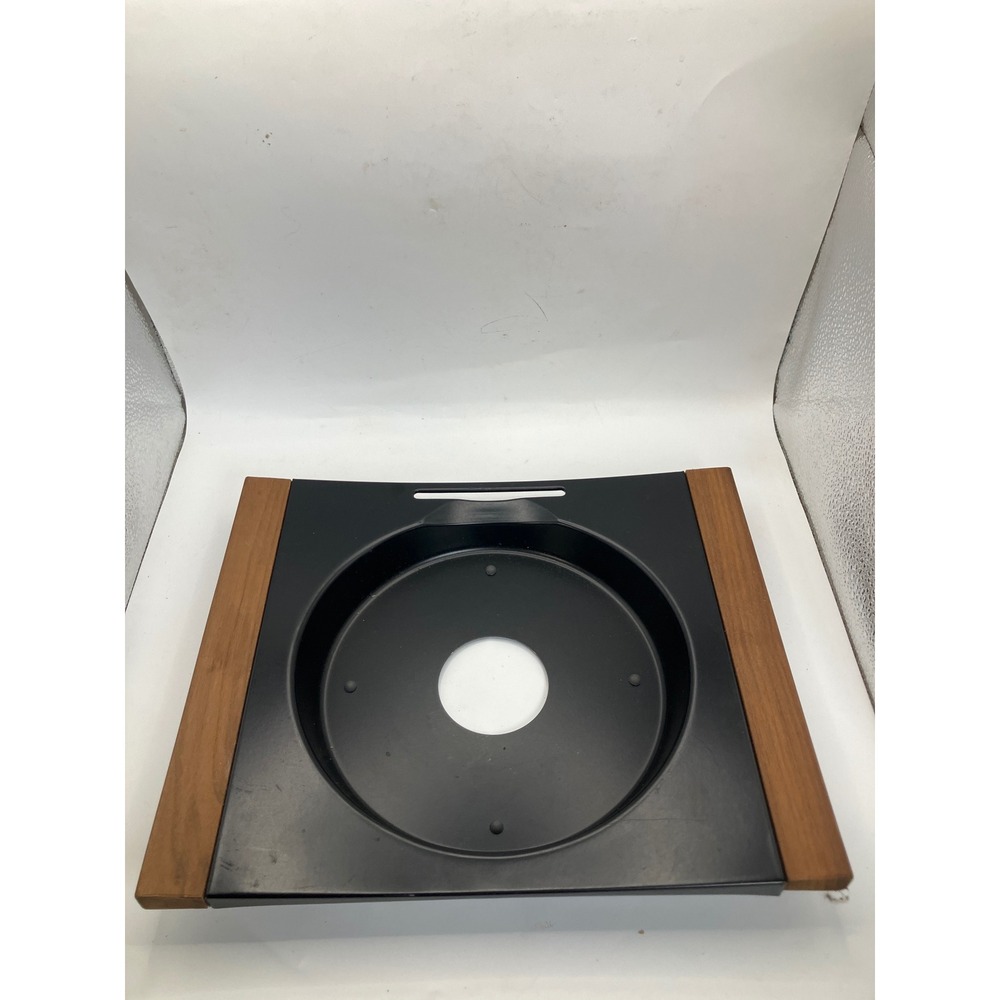 Vintage Mid Century‎ Modern Record Player Base Turntable Wood Grain & Black